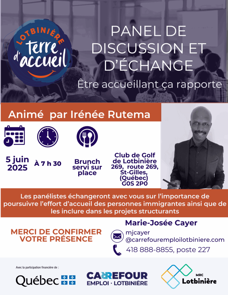 Affiche panel discussion "Être accueillant" Lotbinière.
