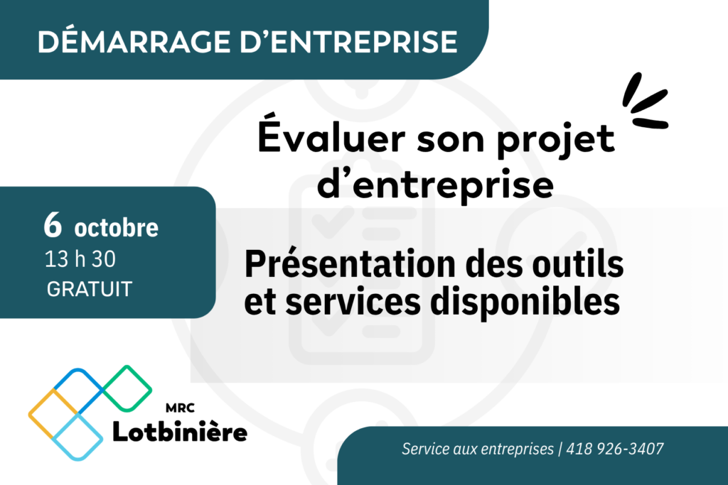 Affiche atelier évaluer projet d’entreprise 6 octobre