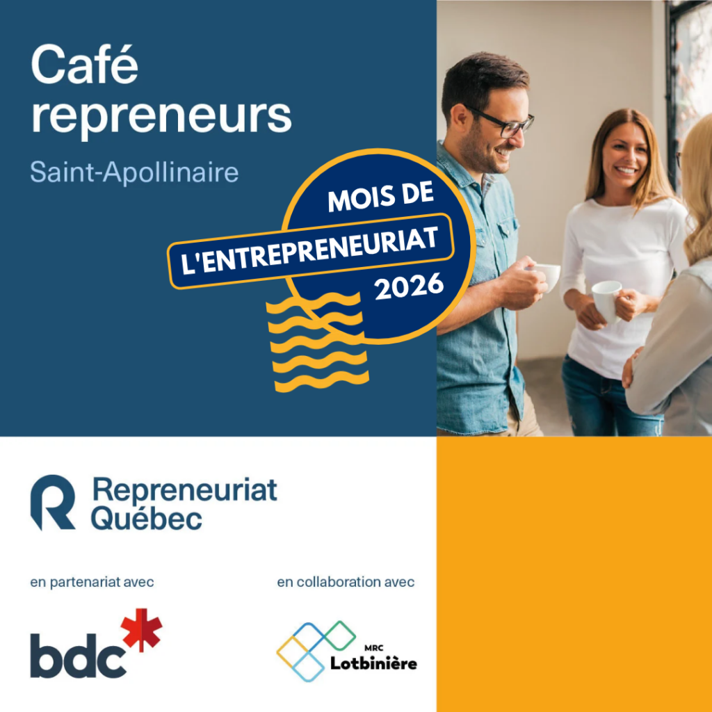 Affiche Café repreneurs Saint-Apollinaire, Mois de l’entrepreneuriat 2026